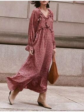 LOFT | floral ruffle maxi dress